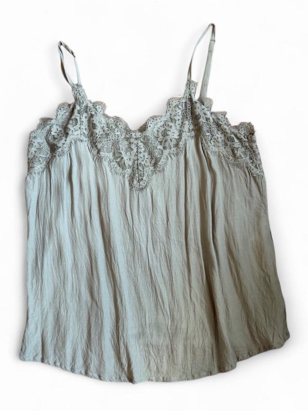Abercrombie and fitch Lace-Trim Spaghetti Strap Top - Sage Green